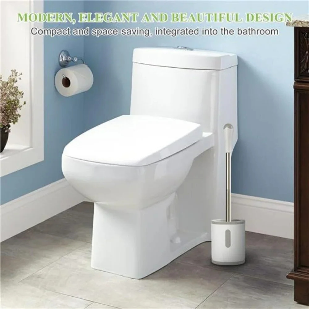 Toilet Brush and Holder Compact Deep Cleaning with Durable Bristles for Bathroom